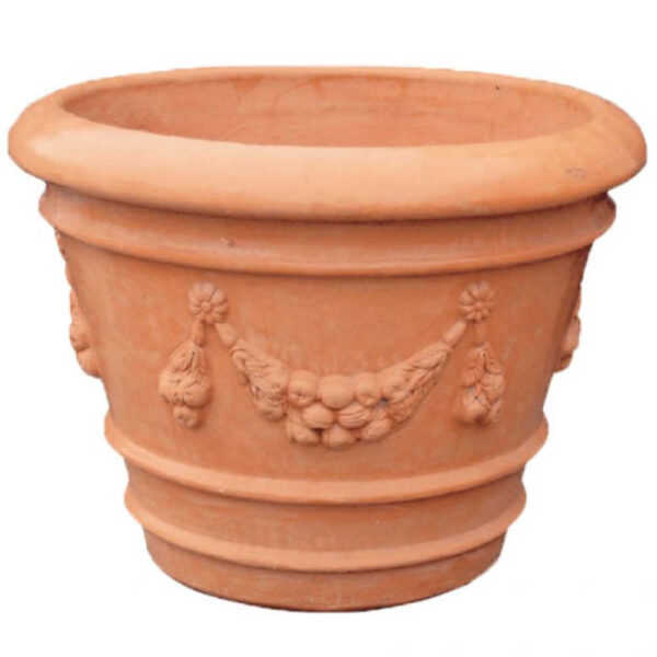 ALBA FESTONATI vases in Impruneta terracotta