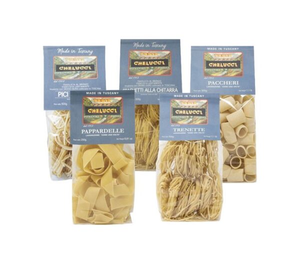 Pici stella paccheri pappardelle trenette of Tuscan durum wheat