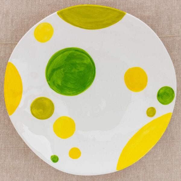Ceramic Atelier Bolle Dessert plate with colors and LIME tones yellow and green
