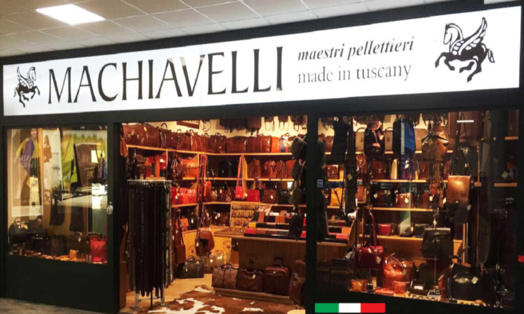 Machiavelli masters leather craftsmen Tuscan handicraft PISA airport shop