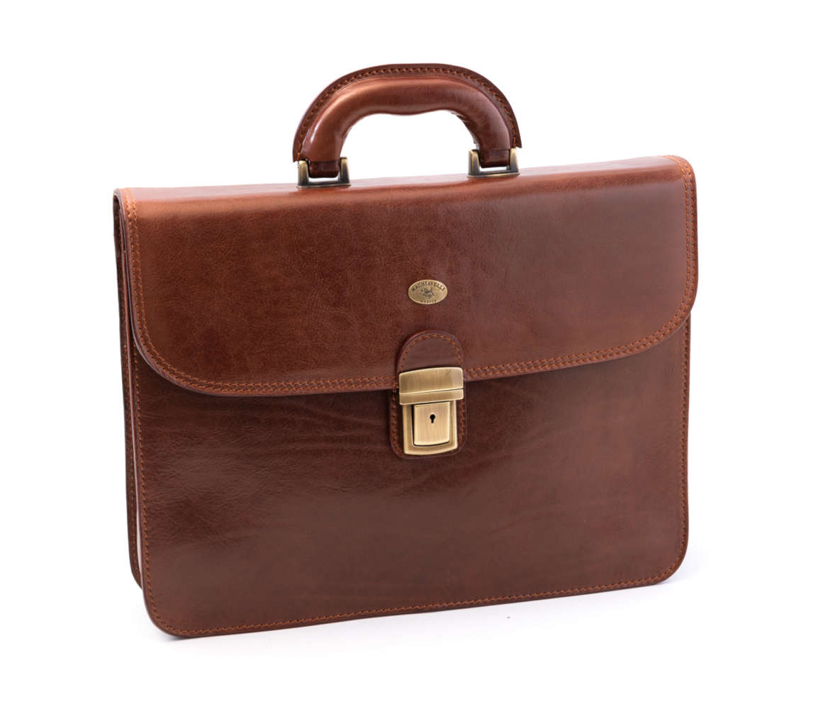 Basic briefcase in genuine leather