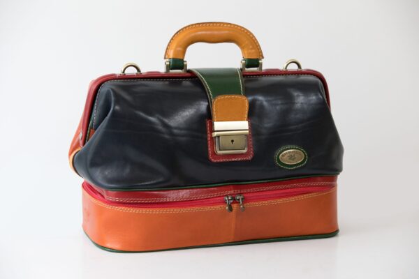 Multicolours Large doctor's bag with two compartments Machiavelli leather goods