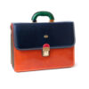 Large diplomatic business briefcase with three sections Machiavelli leather workers multicolored