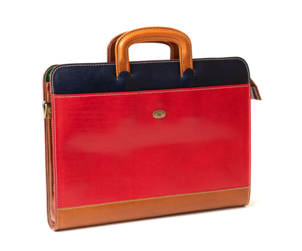 Travel  briefcase with three  sections Machiavelli leather workers  Multicolor