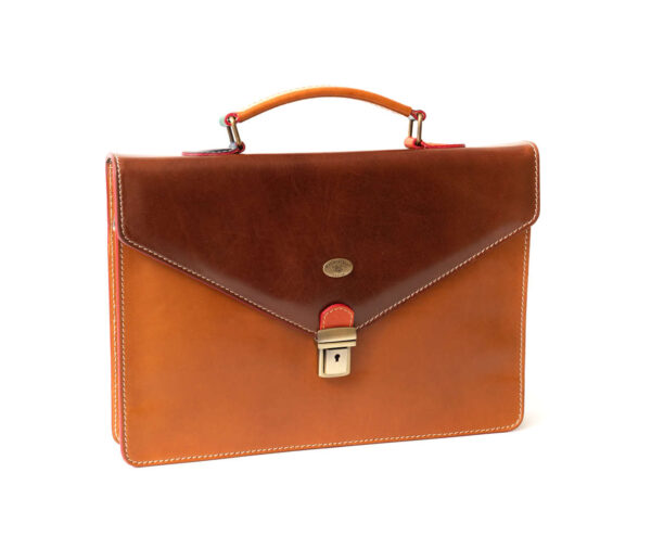 Mono section briefcase Machiavelli leather workers multicolor