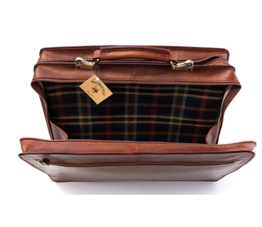 Newspaper Briefcase two sections in genuine leather