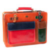 Newspaper briefcase with three  sections Machiavelli leather workers  multicolored