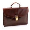 Leather business bag with two  sections Machiavelli leather workers Natural brown