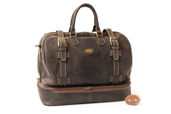 Leather weekend travel bag or Duffle bag  Machiavelli  with Crazy Horse leather