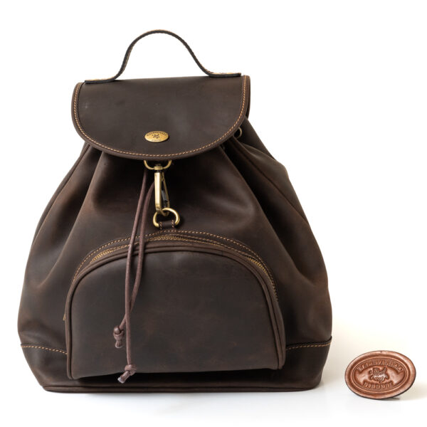 Machiavelli Masters Tuscan Leather Goods Backpack with buckle with pocket Crazy Horse elegant natural brown