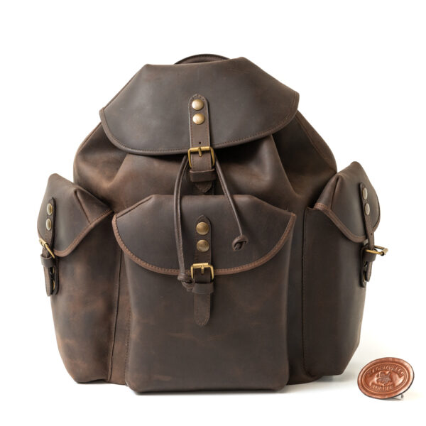 Machiavelli Masters Tuscan Florence Leather Goods Backpack with buckle with 3 pockets Crazy Horse elegant natural brown
