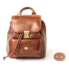 Machiavelli Masters Tuscan Florence Leather Goods Backpack with pocket  and snap and key closure elegant natural brown