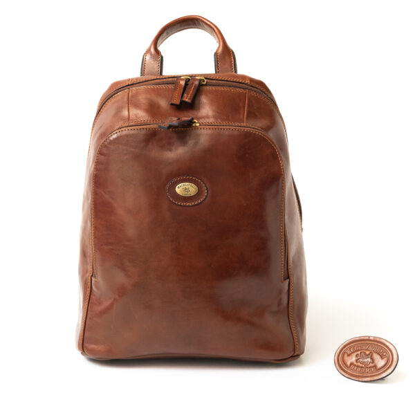 Machiavelli Masters Tuscan Florence Leather Goods Backpack Medium with zip còlosure elegant natural brown