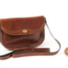 Machiavelli Maestri Tuscan leather workers Postina elegant slim - shoulder bag in natural brown leather with magnetic closure two compartments front view